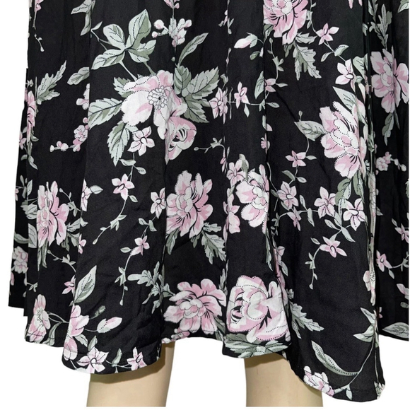 Lulus Esperanza Black Floral Print Midi Dress Small - Picture 6 of 9